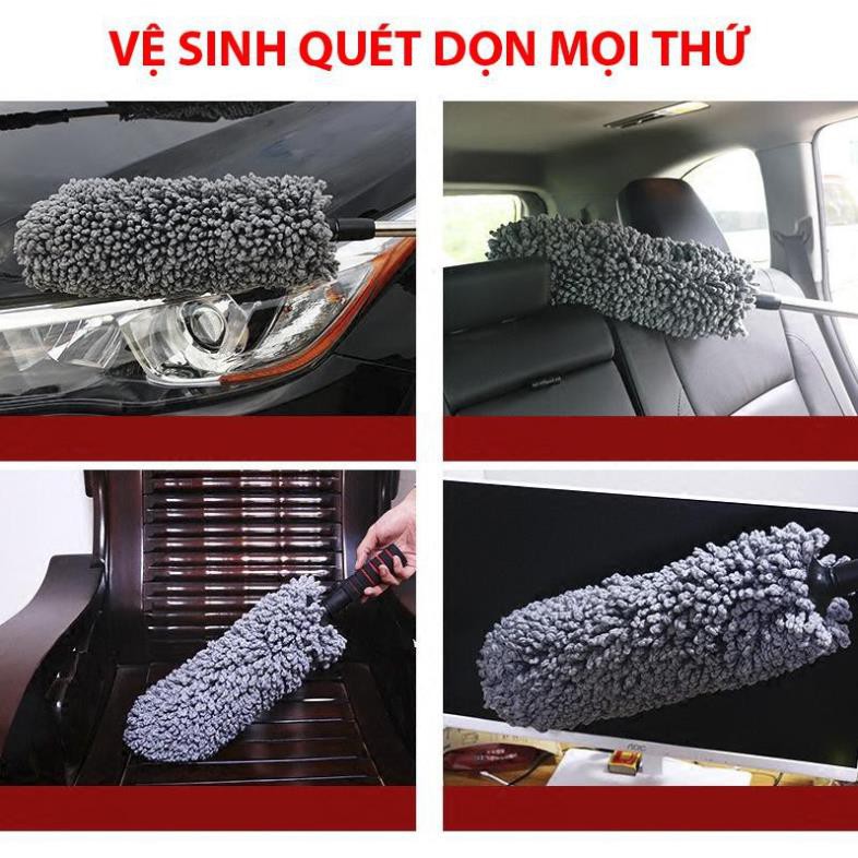 Chổi Lau Bụi Sợi Dầu Đa Năng, Vệ Sinh Xe Ô Tô Nhà Cửa, Cán Rút Gọn