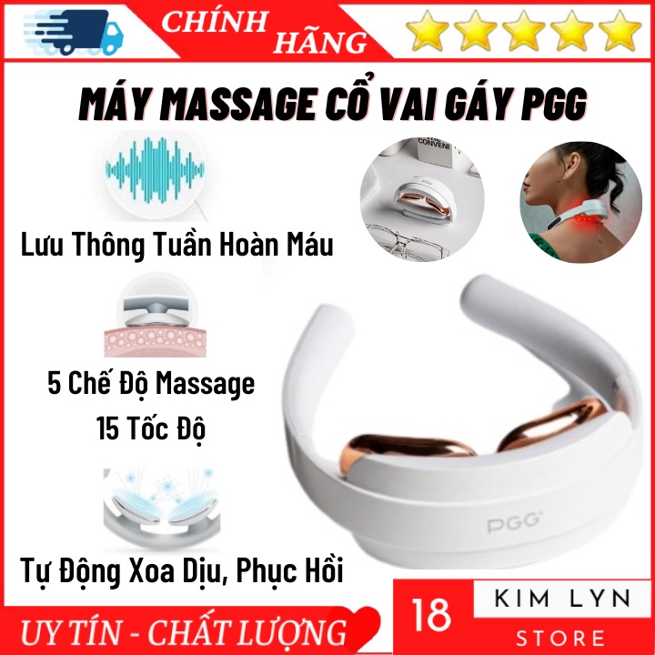 Máy massage cổ vai gáy - Máy mát xa PGG 2 điện cực làm nóng thư giãn, 5 chế độ 15 tốc độ chỉnh xung lực - BH 12 Tháng