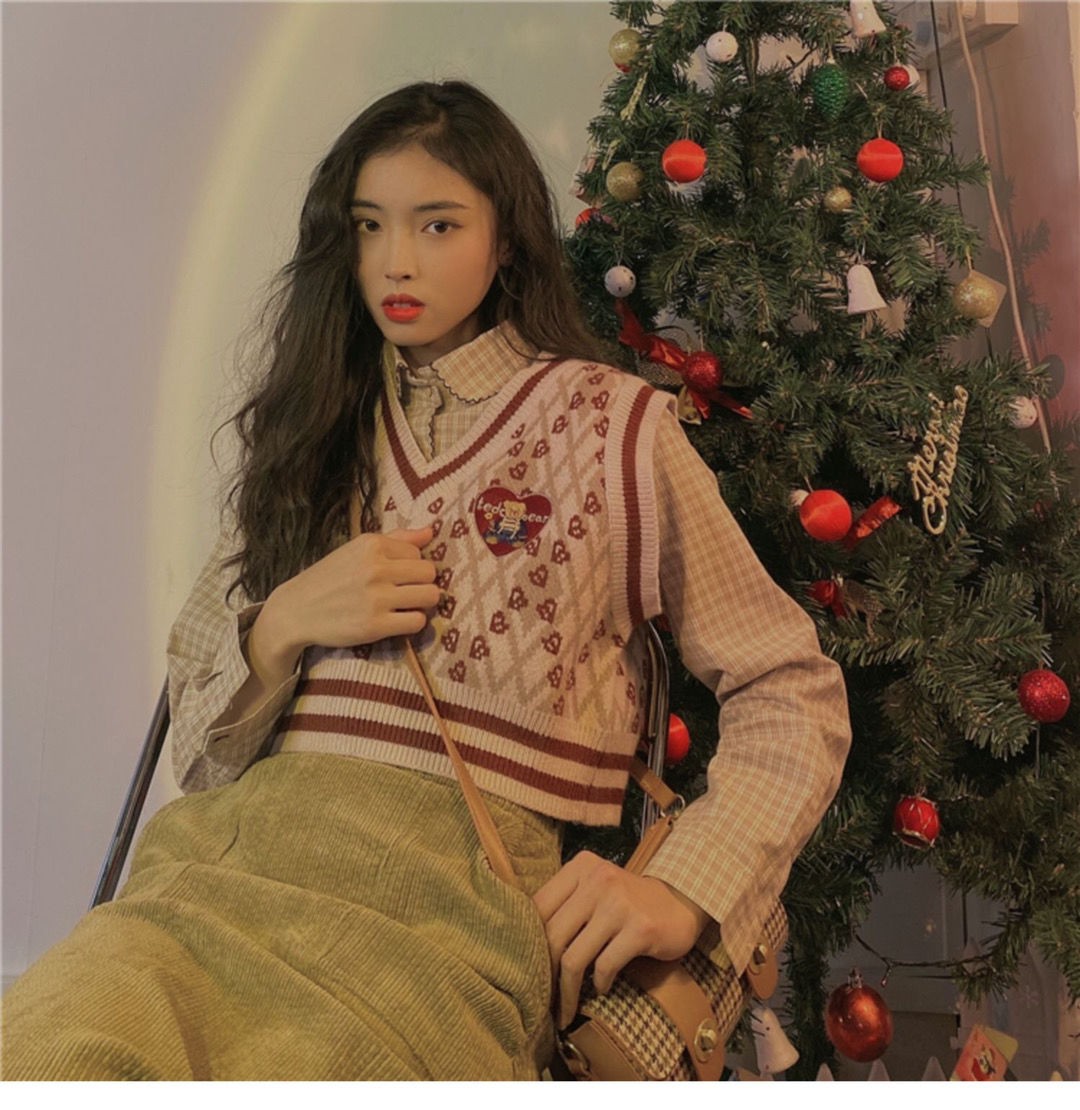 Áo Khoác Len Không Tay Cổ Chữ V Dáng Ngắn Phong Cách Retro | BigBuy360 - bigbuy360.vn