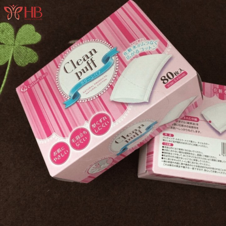 Bông tẩy trang cao cấp số 1 Clean Puff Nhật Bản (80 cái/hộp)