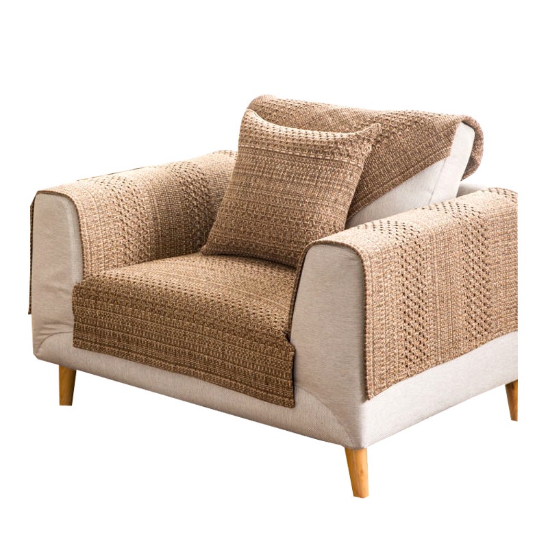 Màu cà phê bốn mùa cotton và vải lanh đệm ghế sofa gỗ rắn phong cách Trung Quốc vải lanh chống trượt bằng gỗ gụ không trơn trượt đệm khăn trải giường mùa thu và mùa đông