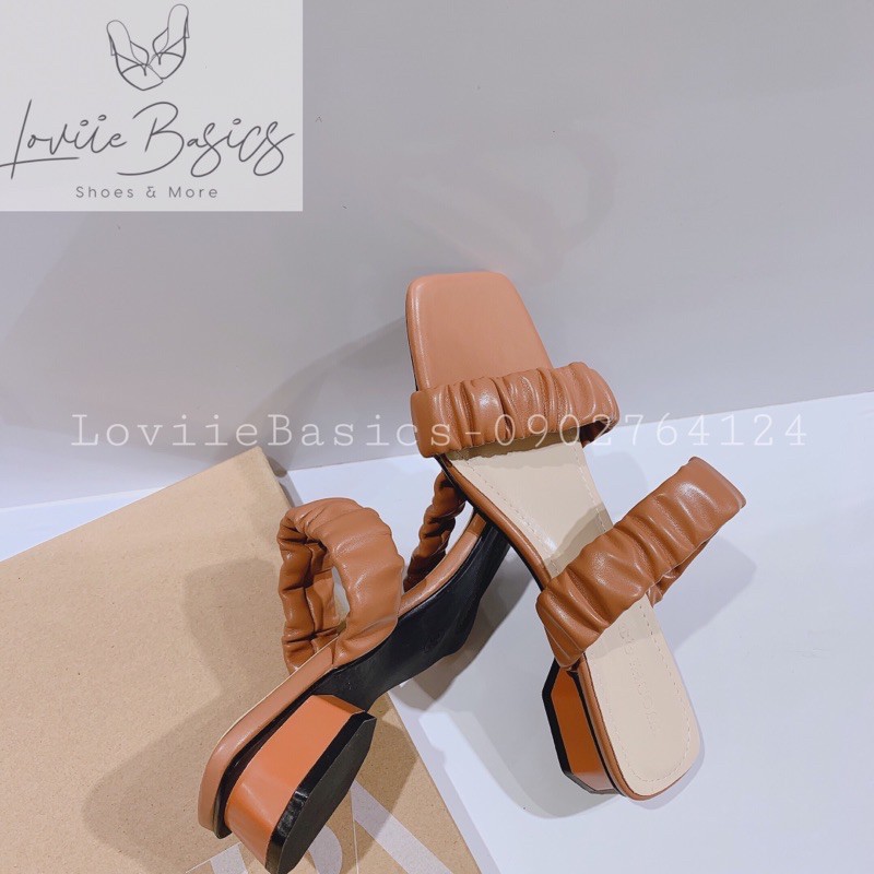 [Mã SKAMFSW175 giảm 10K đơn 50K] GUỐC NỮ QUAI NGANG LOVIIE BASICS - DÉP GUỐC CAO GÓT CHẤT DA SÁP MỊN 3 PHÂN D210433