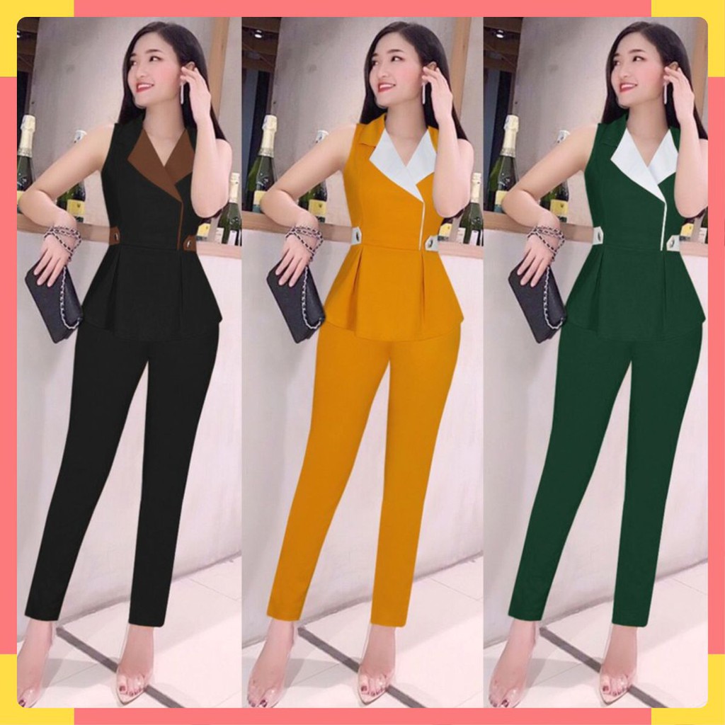 Bộ Đồ Nữ 🌟FREESHIP🌟 Set nguyên bộ áo vest sát nách quần dài xinh xắn Mã SP: TJ1100