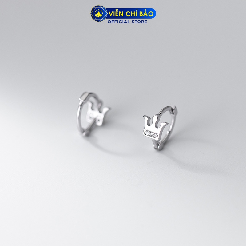 Bông tai bạc nữ hình vương miện kim cương chất liệu bạc 925 thời trang phụ kiện trang sức nữ Viễn Chí Bảo B400569