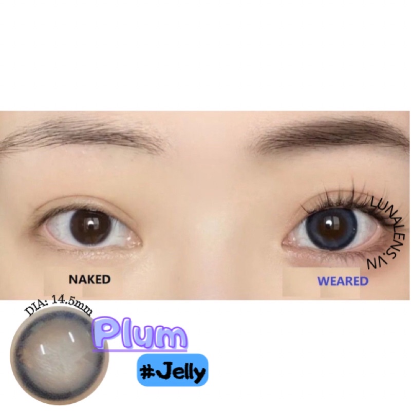 MỘT ĐÔI KÍNH ÁP TRÒNG MÀU XANH ĐEN PLUM JELLY LENS CÓ ĐỘ CẬN SIÊU ÊM SIÊU MỀM NỘI ĐỊA TRUNG QUỐC
