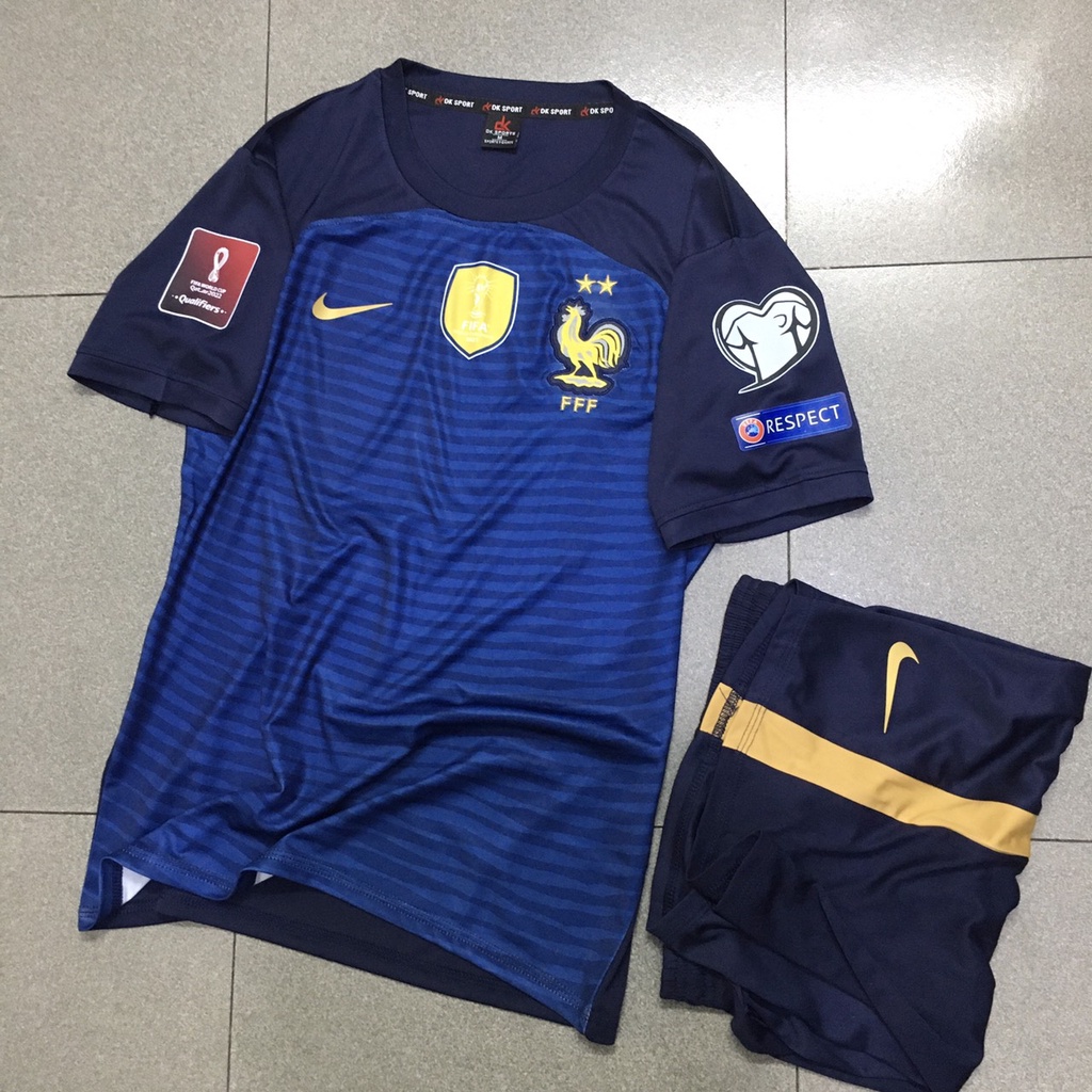 Bộ quần áo bóng đá tuyển Pháp xanh sân nhà WC2022-FLG