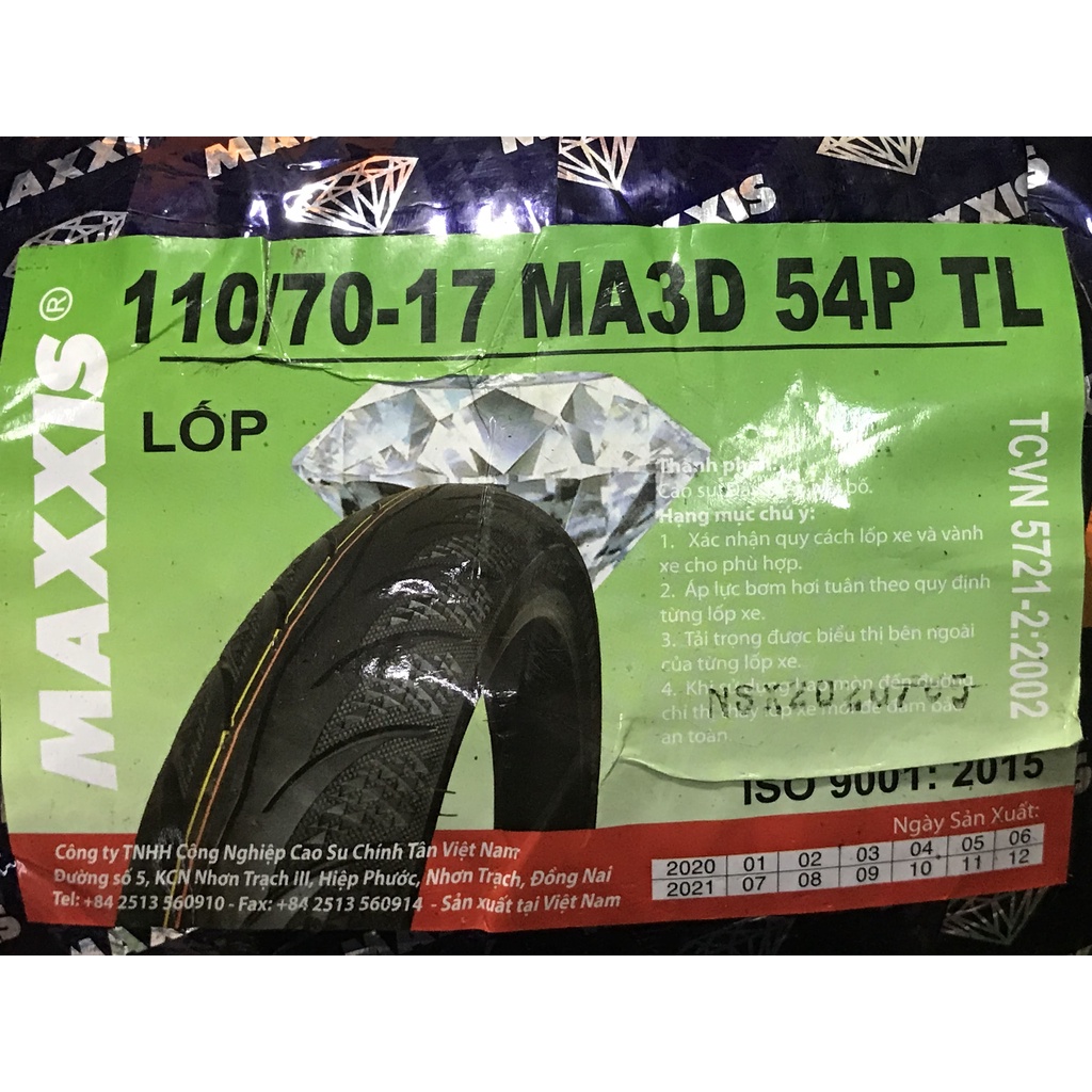 Vỏ Maxxis 70-80/90/17, 100-110/70/17 3D Bánh Trước/Sau Exciter135, Raider, Sirius, Future125 - Không Ruột