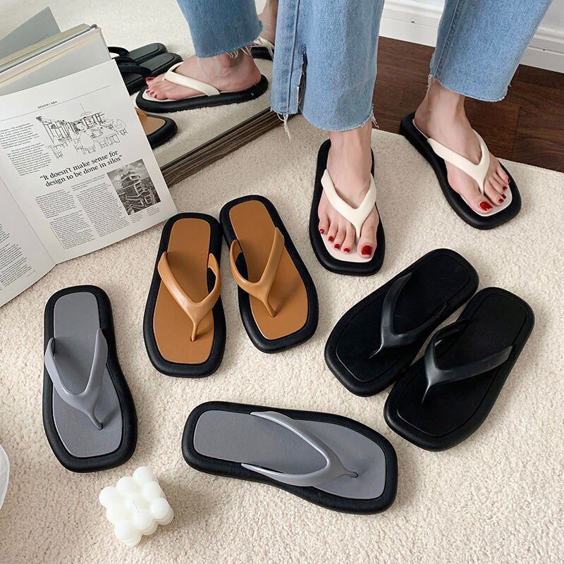 Dép Xỏ Ngón Mang Đi Biển Kiểu Dáng Xinh Xắn Màu Sắc Đơn Giản Dành Cho Nữ