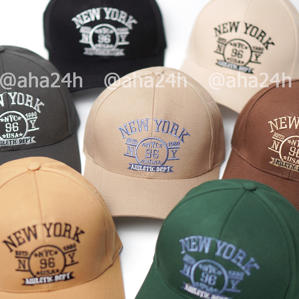 Mũ lưỡi trai kaki thêu chữ NEWYORK NYC96USA phong cách nón kết nan nữ AH1676