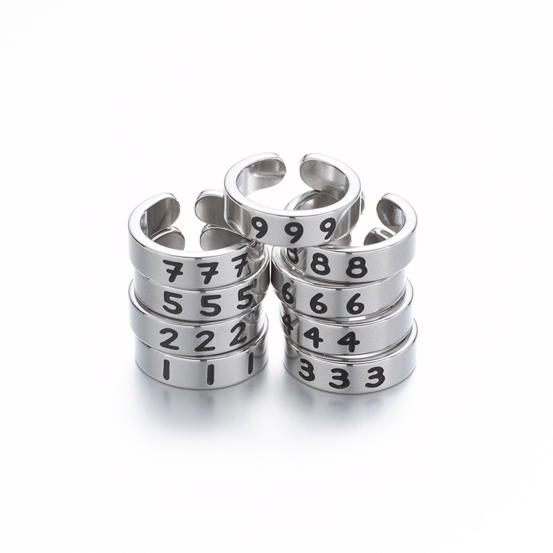 Nhẫn Hở Khắc Số 1-9 Bằng Thép Không Gỉ