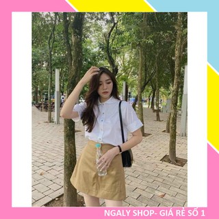Set đồ nữ cá tính Áo Sơ Mi Trắng Tay ngắn Kiểu Công Sở + Chân Váy Ngắn Chữ A Công Sở