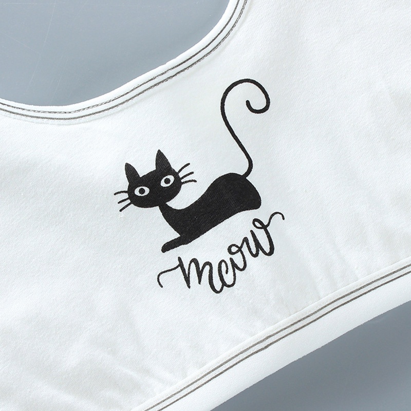 Set 2 Món Đồ Lót Thể Thao Gồm Áo Hai Dây Bản Rộng In Hình Mèo Dễ Thương + Áo Ngực Thể Thao Dành Cho Bạn Gái
