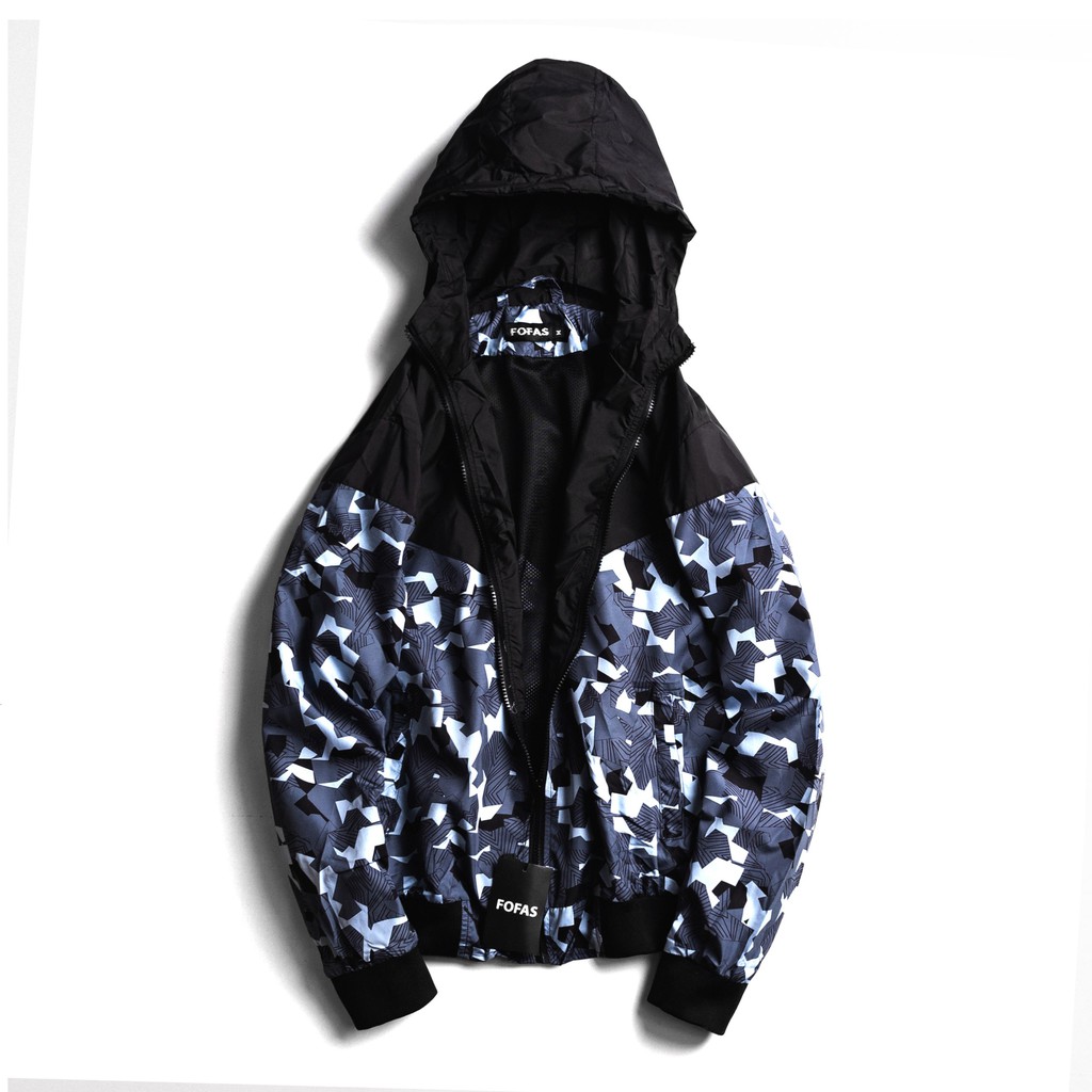 Áo khoác dù hoạ tiết FOFAS có nón, nam nữ cặp đôi mặc được, kiểu dáng thể thao 2 lớp