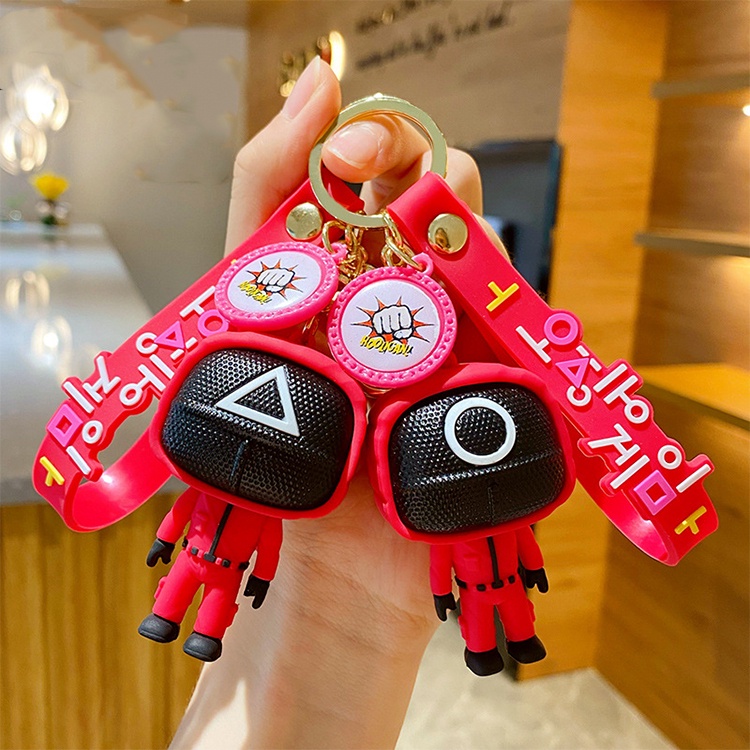 Móc khóa hình nhân vật phim Squid Game hoạt hình sáng tạo bằng epoxy