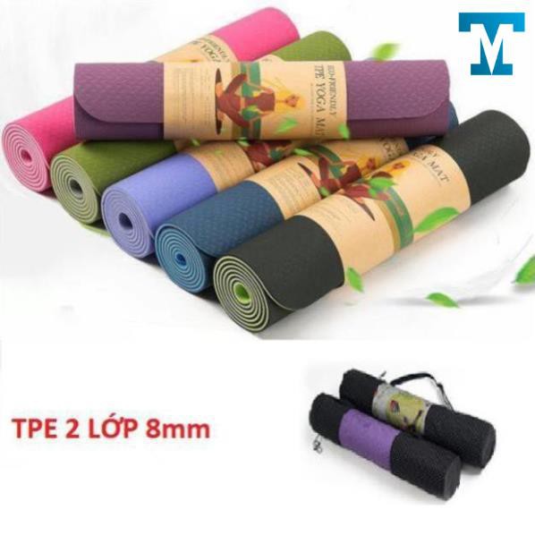 HÀNG XỊN  THẢM TẬP YOGA TPE 2 LỚP DÀY 6MM