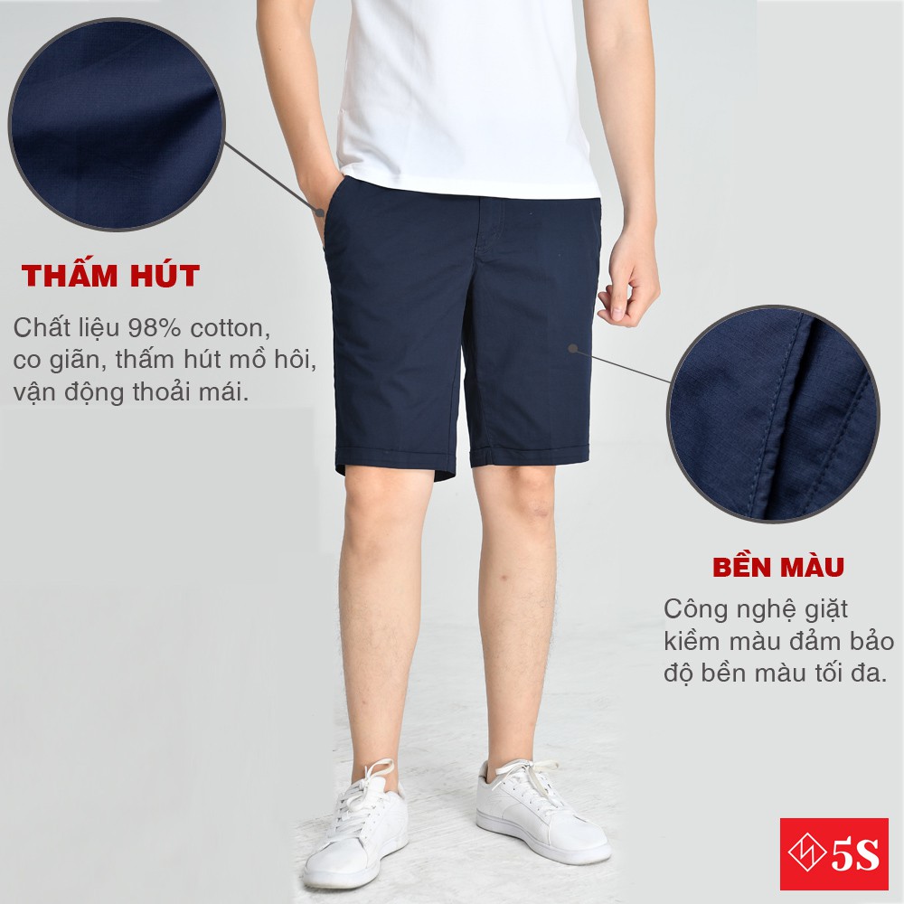 Quần Short Nam 5S (6 màu), Chất Kaki Cotton Co Giãn, Thấm Hút Tốt, Hạn Chế Nhăn (QSK21020-01)