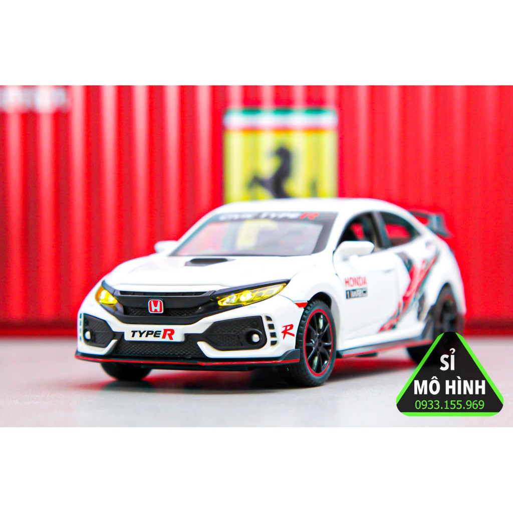 Mô hình xe dân dụng Honda Civic Type R mở hết cửa tuyệt đẹp 1:32 Trắng