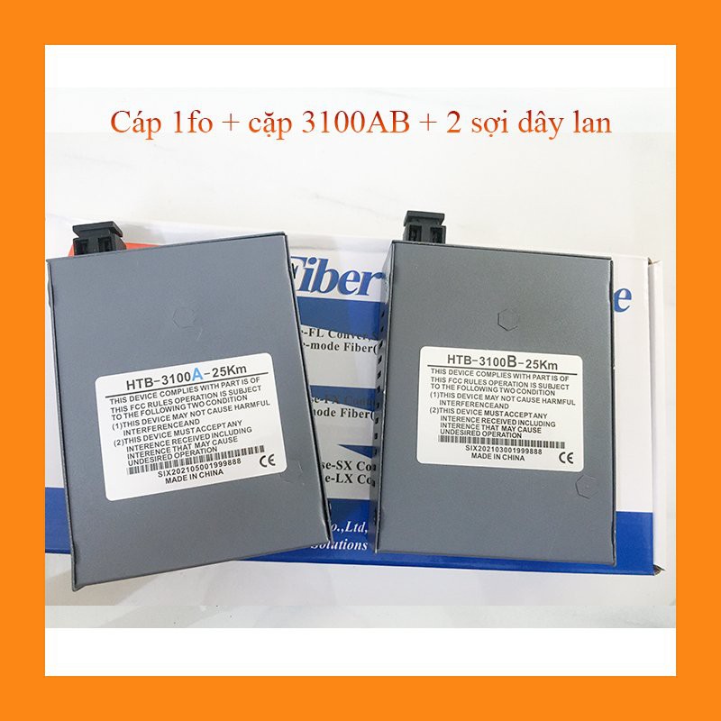Cặp converter 3100AB + 100m cáp bấm sẵn 2 đầu + 2 dây lan