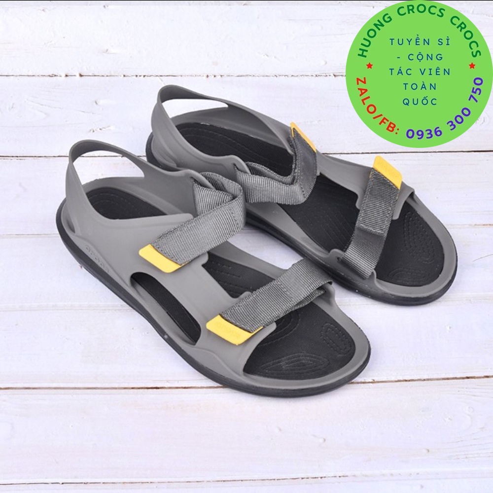 DÉP SANDAL CROCS SWIFTWATER WAVE EXPEDITION CHO NAM MÀU GHI CHUẨN XỊN FULL BOX