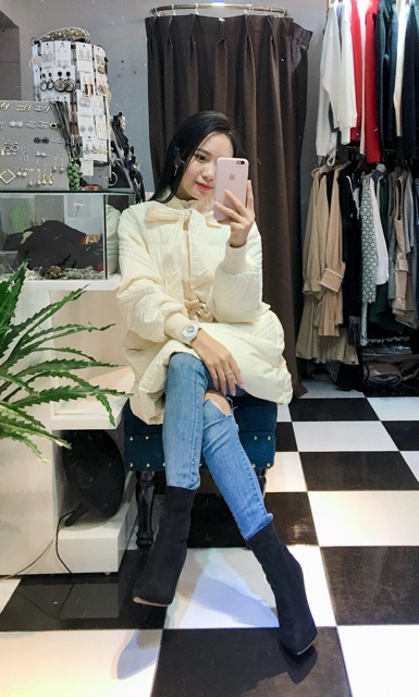 Áo Phao lông vũ thắt eo