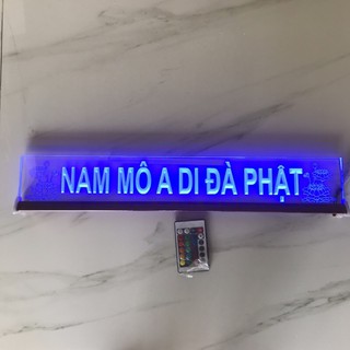 Chữ điện: NAM MÔ A DI ĐÀ PHẬT -hoa sen 2 đầu-để bàn- chữ in