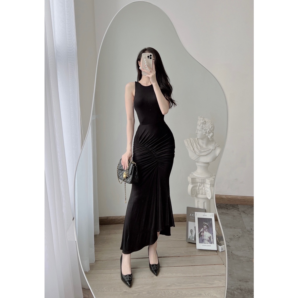 Váy Body Cổ Yếm Đuôi Cá, Đầm Ôm Body Cotton Co Giãn Thoải Mái, Đi Dự Tiệc, Đi Chơi | V0032 | MeiMei Studio