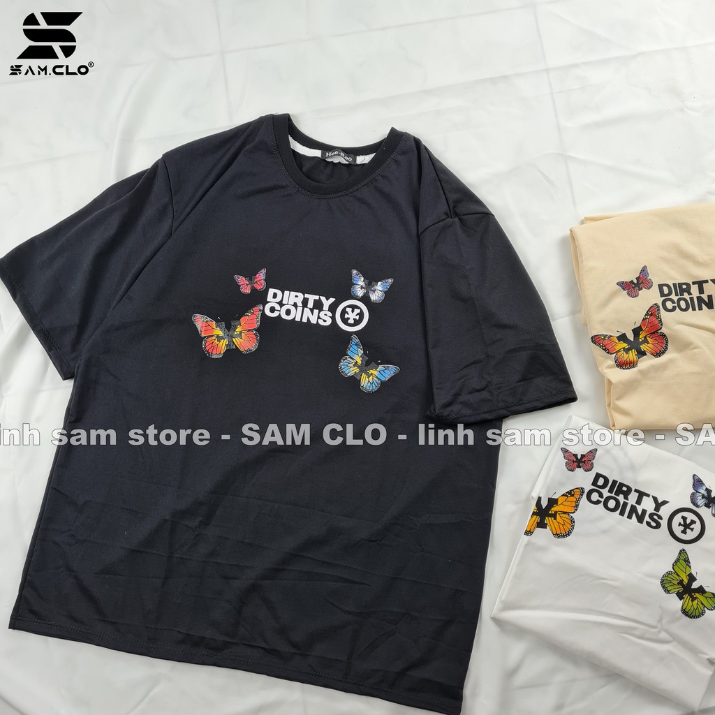 Áo thun nữ tay lỡ freesize phông form rộng dáng Unisex, mặc cặp, nhóm, lớp in hình BƯỚM COIN | BigBuy360 - bigbuy360.vn