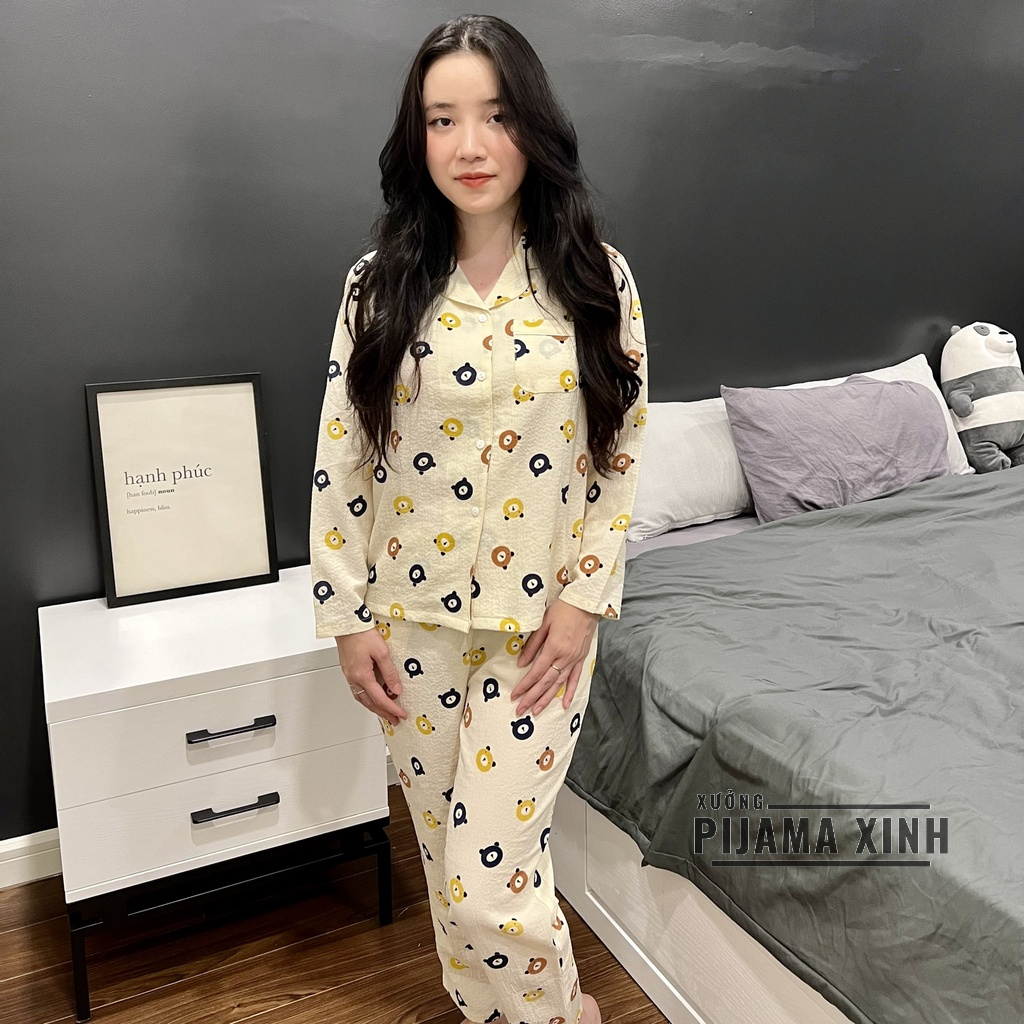 Pijama Xốp Đũi - Họa Tiết Gấu Nhiều Màu Hàng Đẹp Xinh Siêu Hot