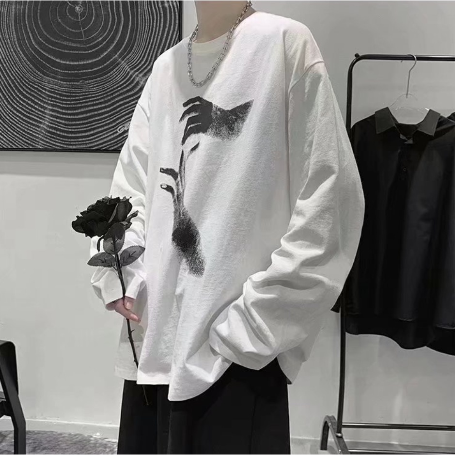 Áo Thun Thể Thao Tay Dài Cổ Tròn Dáng Rộng Phong Cách Thời Trang Hàn Quốc