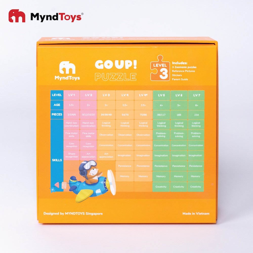 Bộ Xếp Hình Puzzle Gồm 3 Tranh 24 - 30 - 40 Mảnh Ghép Cho Bé 3 Tuổi - Go up Puzzle Zoomania MyndToys
