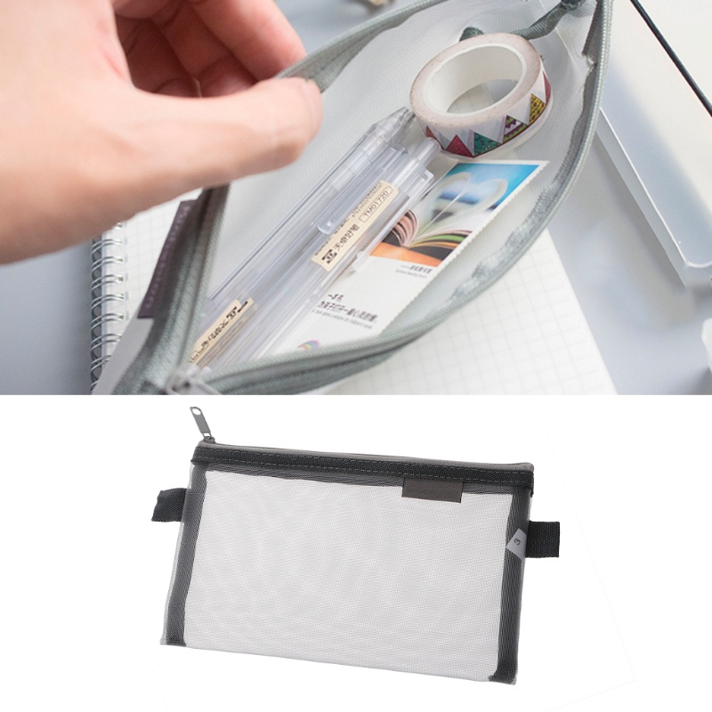 Túi Đựng Bút Bằng Lưới Nylon Trong Suốt Thiết Kế Đơn Giản Tiện Dụng Cho Học Sinh / Văn Phòng