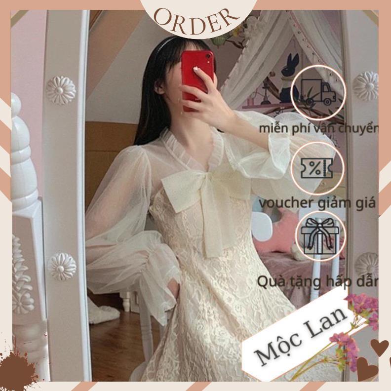 (MộcLan ORDER) 🎀Váy ulzzang ren lưới kiểu tiểu thư tay loe/Đầm xoè công chúa dự tiệc bánh bèo điệu vintage đi tiệc | BigBuy360 - bigbuy360.vn