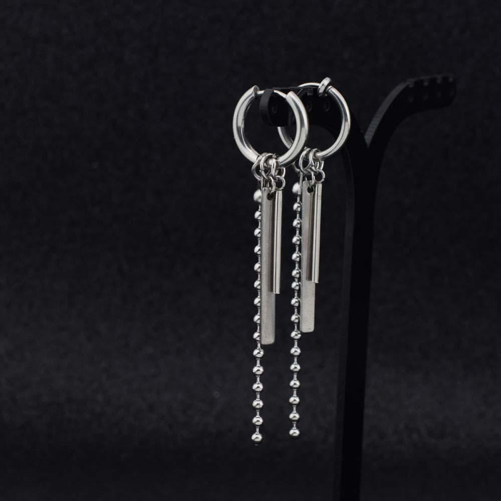 Bông Tai Dạng Kẹp Dài Bằng Thép Không Gỉ Phong Cách Hip Hop Thời Trang Cho Nam Và Nữ