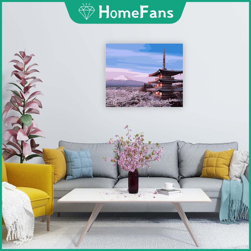 Tranh sơn dầu 40X50cm tự làm họa tiết hoa anh đào