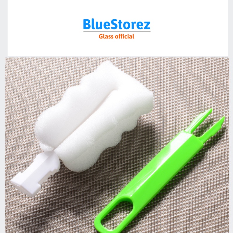 Bộ cọ lau rửa cốc ly thủy tinh, bình sữa, bình nước cao cấp, siêu sạch nhiều màu - BlueStore
