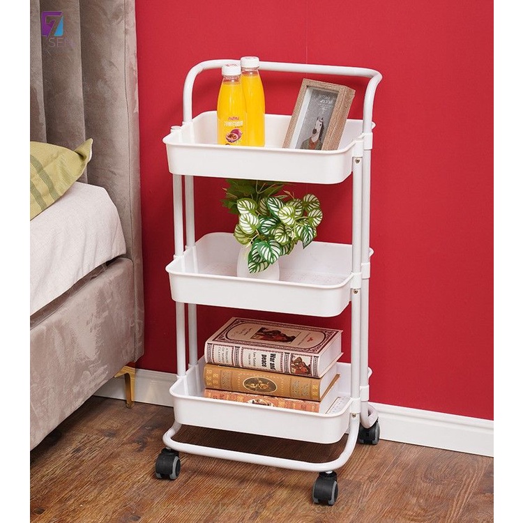 Kệ Xe Đẩy 3 Tầng Có Bánh Xe Đa Năng Để Bỉm Sữa, Kệ Để Đồ Nhà Bếp, Xe Đẩy Spa