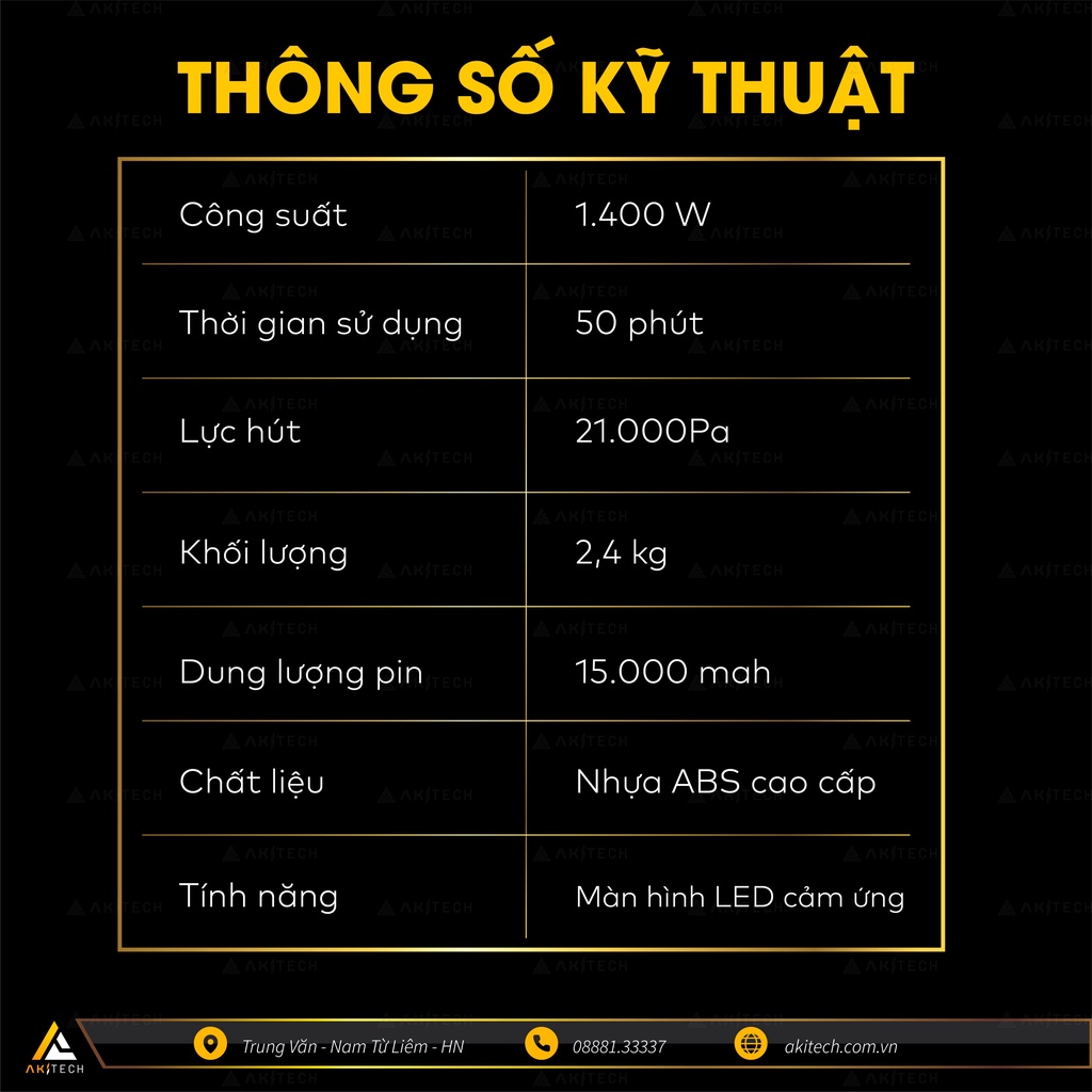 Máy hút bụi lau nhà không dây cầm tay AKI SONIC PRO vừa lau vừa hút nhà cửa, giường nệm, xe hơi công suất 21000PA