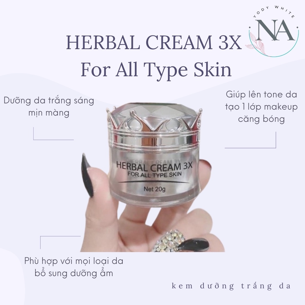 Kem dưỡng trắng da mặt HERBAL CREAM 3X  giúp da mịn màng bật tông