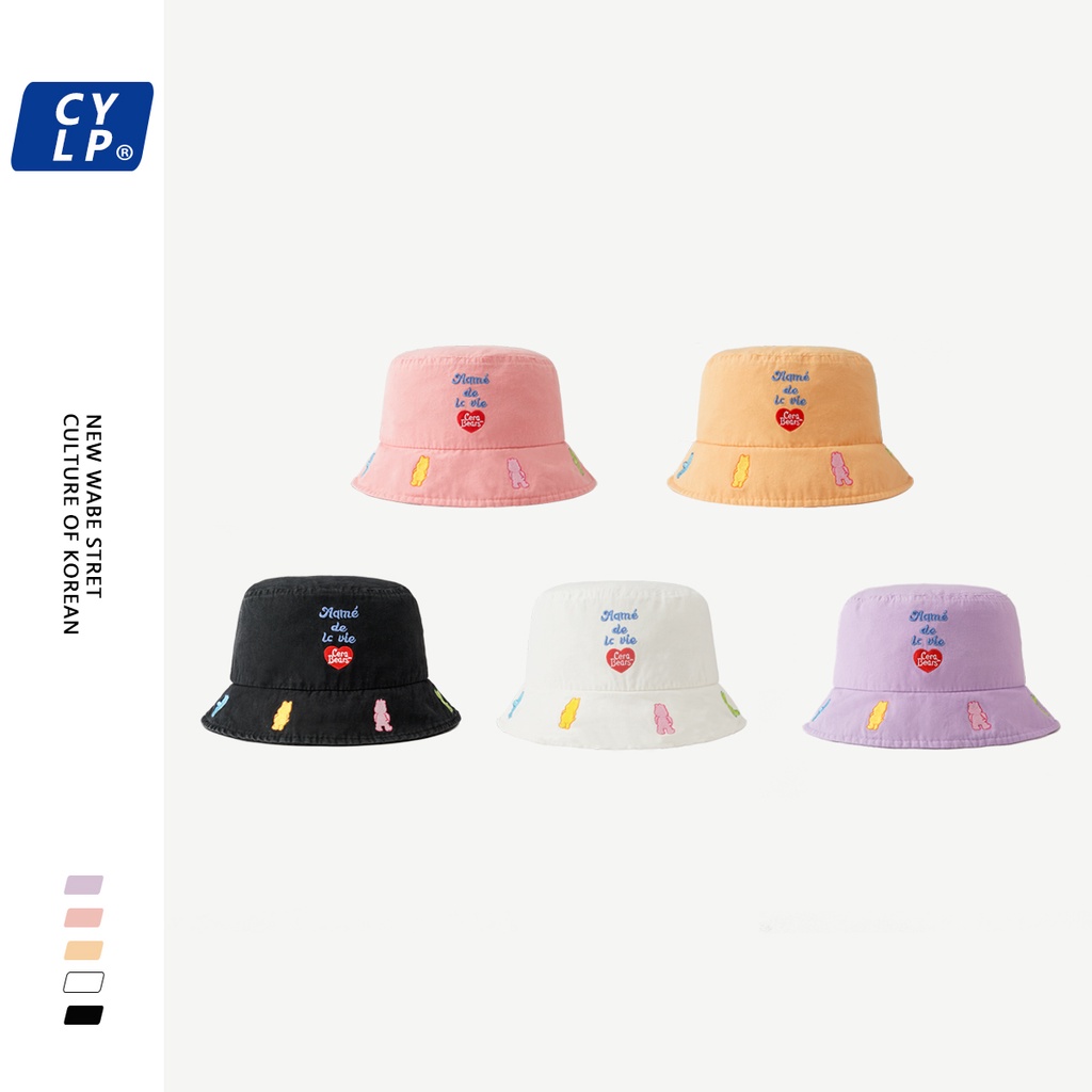 Nón Tai Bèo Vải Cotton Thêu Chữ Và Hình Gấu Dễ Thương Phong Cách Nhật Bản Thời Trang Xuân Hè Cho Nữ