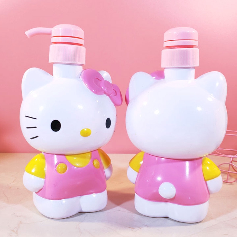 Chai rỗng dạng xịt tạo bọt đựng xà phòng/dầu gội/sữa tắm hình hoạt hình Hello Kitty dung tích 500ml tiện đi du lịch