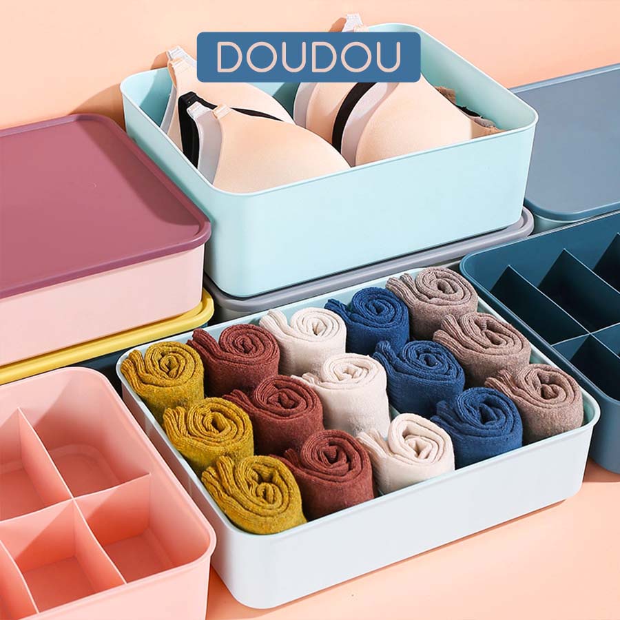 Hộp Đựng Đồ Lót, Áo Lót Chia Ngăn Có Nắp Chống Bụi P008