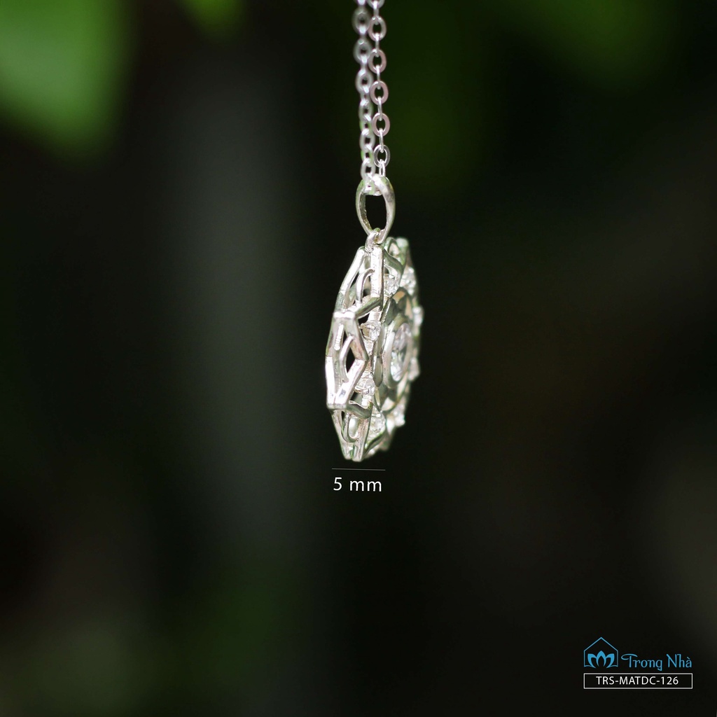Mặt dây chuyền bạc S925 biểu tượng Mandala đính đá - Trang sức Bình An - Trong Nhà