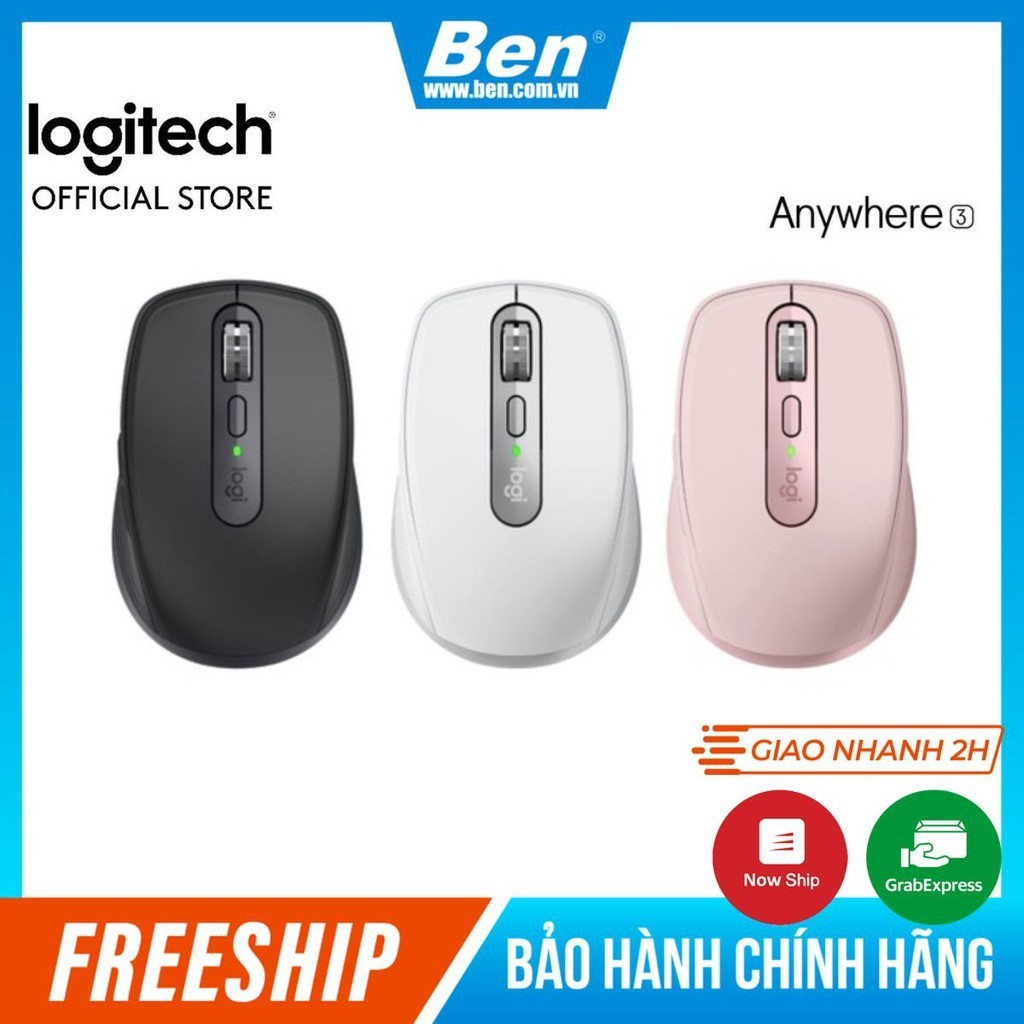 Chuột không dây bluetooth Logitech MX Anywhere 3 - Sạc nhanh USB-C -Sử dụng cùng lúc 3 thiết bị