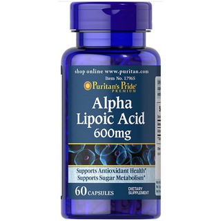 Viên uống đẹp da, chống lão hóa, trẻ hóa da, ngừa tàn nhang, làm sáng da Puritan's Pride Alpha lipoic acid 600mg 60 viên