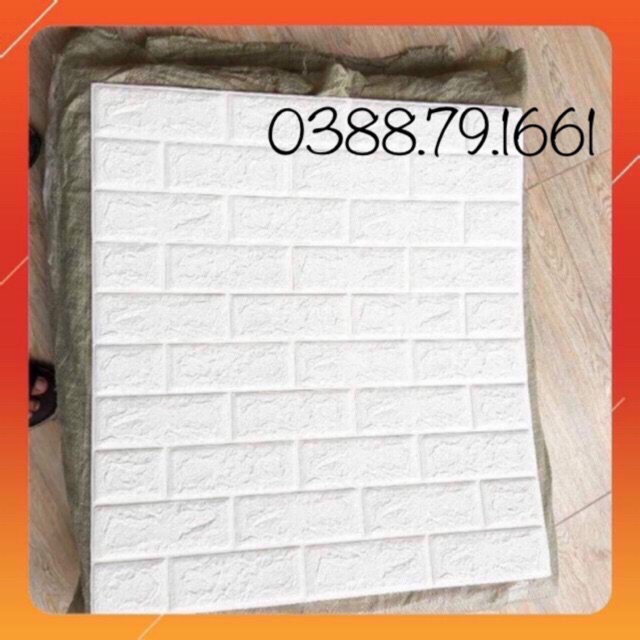 (SALE SẬP SÀN)Xốp dán tường giả gạch màu trắng sữa loại 5mm
