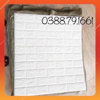 (SALE SẬP SÀN)Xốp dán tường giả gạch màu trắng sữa loại 5mm