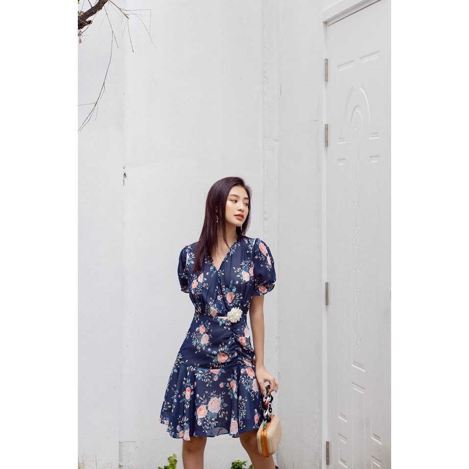Đầm rút nhún hoa Hoivu sz S