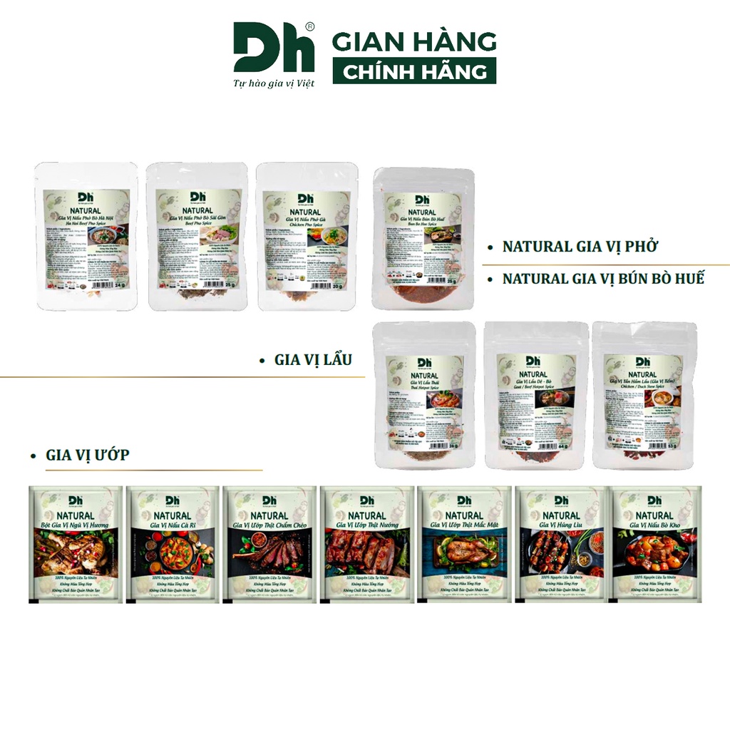 Gia vị ướp thịt chẩm chéo Natural DH Foods nêm sẵn thành phần tự nhiên gói 10gr