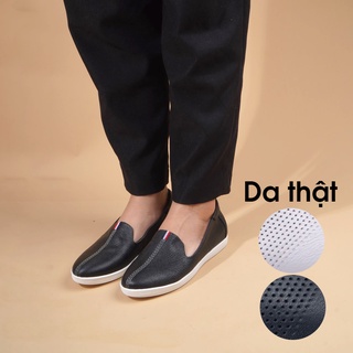 Giày slipon nữ VNXK da thật độn đế 3cm, giày lười da thật độn đế cho nữ - Hàng VNXK - Kimy store
