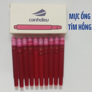 Mực bút máy bút cánh diều, hộp ống mực tím hồng có dung tích 1,1ml, thiết kế 2 đầu đầu cắm 2,6mm và 3,4mm